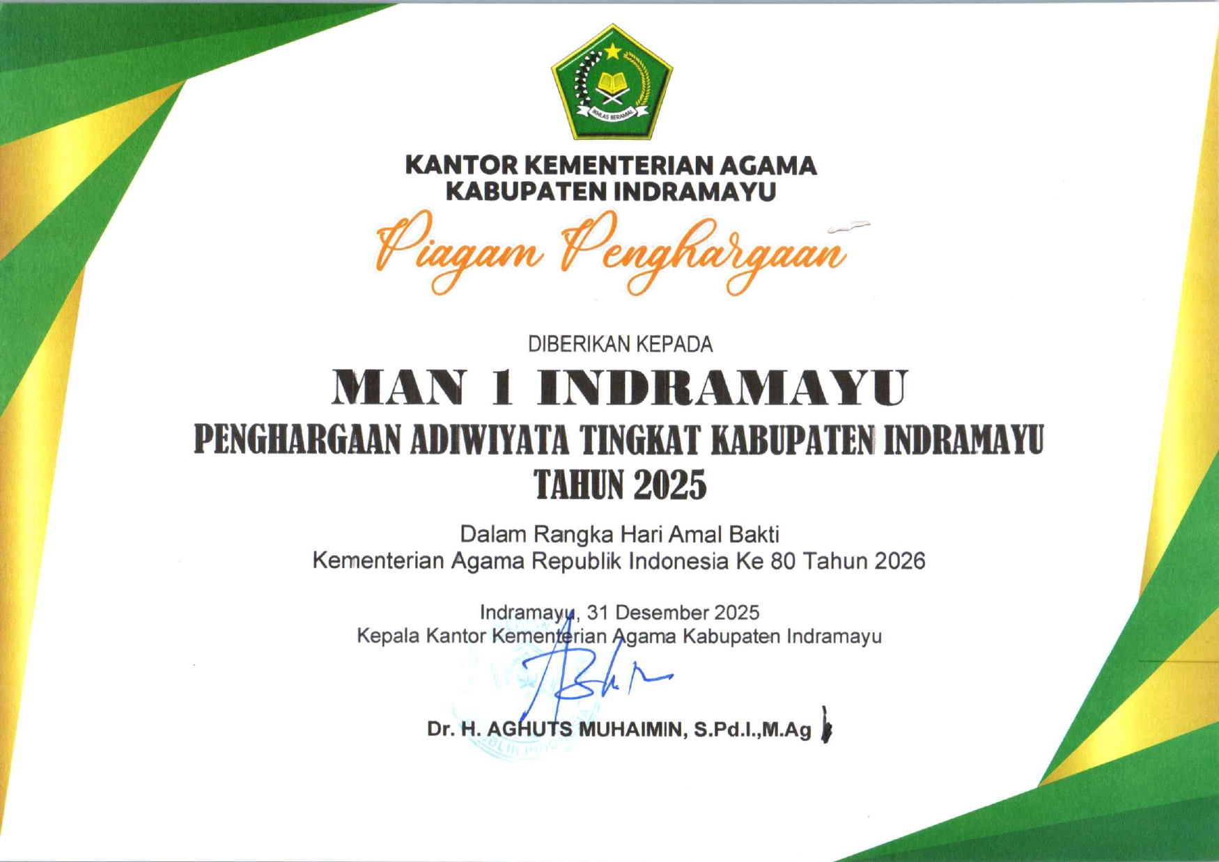 Sertifikat Adiwiyata 1